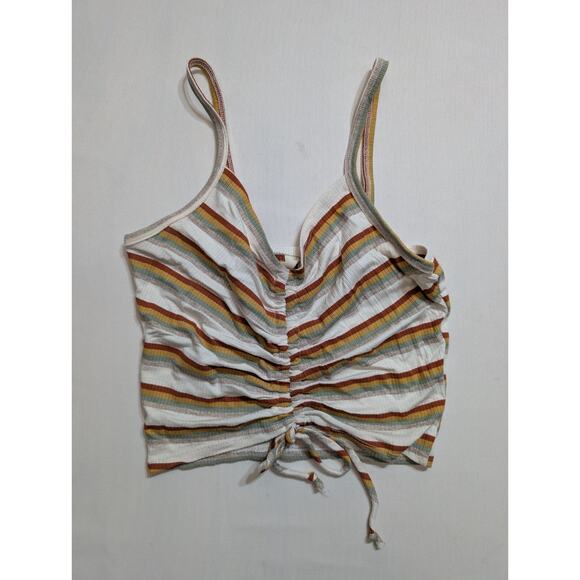 Sky and Sparrow Crop Top Size M Medium Sleeveless Tank Tied Stripes Ruched - Picture 1 of 5